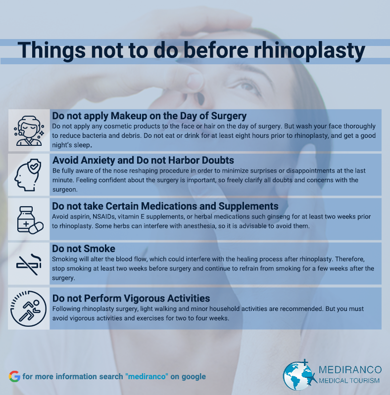 things not to do before rhinoplasty
